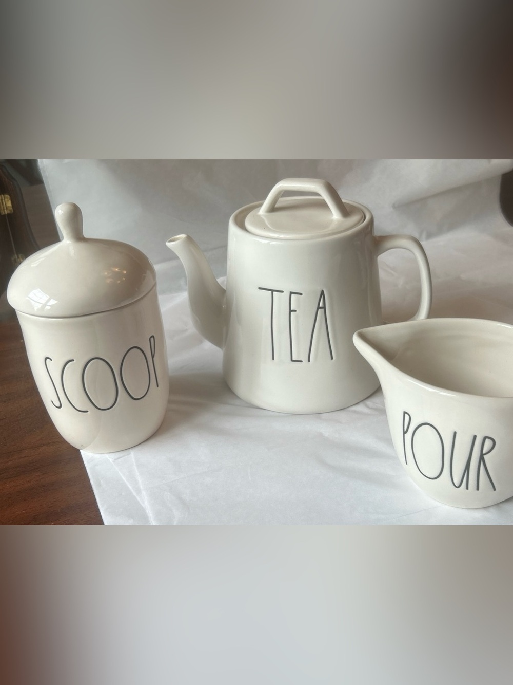 Rae Dunn Magenta Tea Trio - TEA POT, SCOOP SUGAR & POUR JARS